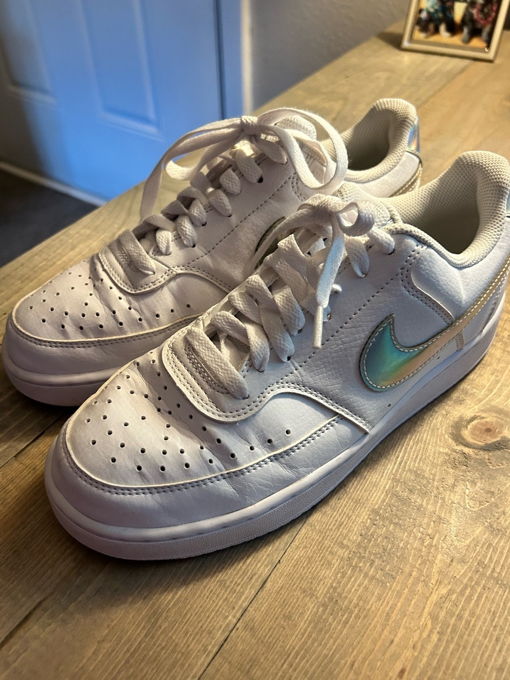 Nike Court Vision Low White Iridescent Swoosh  Sneakers